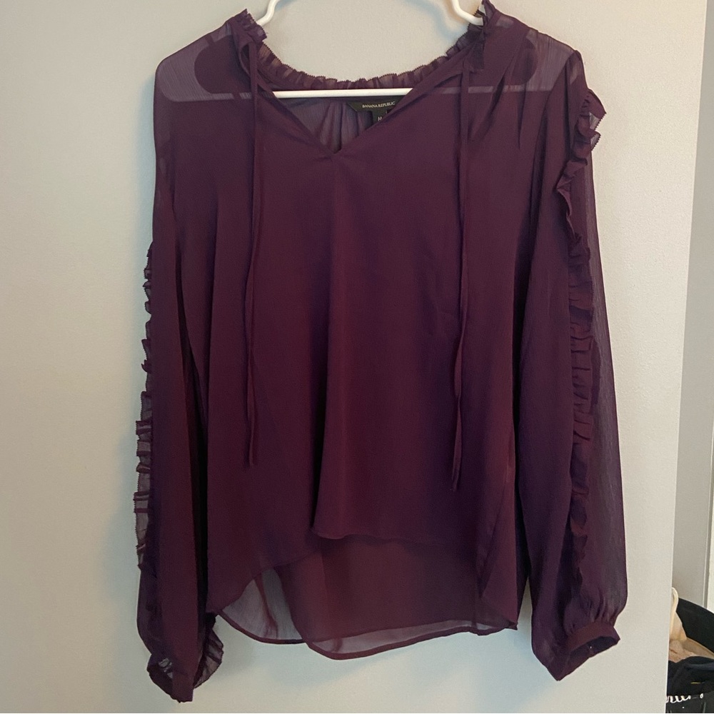 Sheer purple top with a built in camisole, Banana Republic, size M